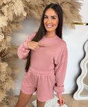 UNIQUE THE LABEL PEGGY CROPPED SWEATER - VINTAGE PINK
