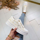 FLOWER LACE SNEAKER LS698 - BEIGE