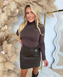GUESS LUCIA LOGO BUCKLE MINI SKIRT W6BD27W425 - A10B BROWN