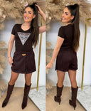 GUESS SS T-SHIRT ZEBRA TRIANGLE W6GI19K3042 G1EB - MARRON
