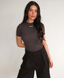 UNIQUE THE LABEL JILL KURZARM-TOP – ANTHRAZIT