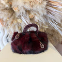 BRAID FLUFFY BAG ER171 - WINE/RED