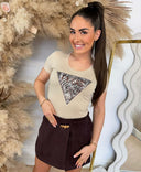 GUESS T-SHIRT SS ZEBRA TRIANGLE W6GI19K3042 G1M5 - BEIGE