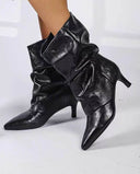 NIKKIE LEATHER LOOK HAK LAARSJE KA88006 - BLACK