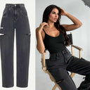 UNIQUE THE LABEL JUNE WIDE LEG JEANS MID GREY