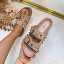 GEKLEURDE STEENTJES SLIPPER LS393 - KHAKI