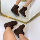 MARIE WEDGE BOOT HB-328 - BROWN