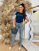 GUESS SS LOGO LACE TEE W5GI04J1314 G7P1 - NAVY