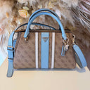 GUESS NOELLE II SATCHEL BAG BS967207 - LATTE LOGO/LIGHT BLUE