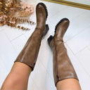 LEATHER LOOK LAARS MET HAK DES809