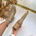 LA STRADA SOCK HAK LAARSJE 2151725-4543 - GOLD/SILVER KNITTED + STONE