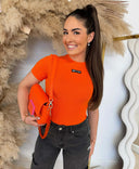 UNIQUE THE LABEL JILL SHORT SLEEVE TOP - ORANGE