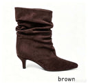FEINE WILDLEDER-STIEFELETTE MIT ABSATZ DES8032 - BROWN/SUE