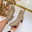 LA STRADA SOCK HAK LAARSJE 2151725-4543 - GOLD/SILVER KNITTED + STONE