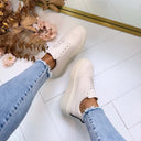 STRIPE PLATEAU SNEAKER 9156 - BEIGE/BROWN