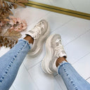 GLITZER-DETAIL-SNEAKER 8997 - BEIGE