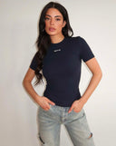 UNIQUE THE LABEL JILL TOP MANCHES COURTES - BLEU MARINE FONCÉ