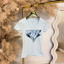 GUESS TEE PLUMES TRIANGLE MANCHES COURTES W6GI11K3026 - A719 BLEU CLAIR