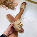 BESTIE FRINGE SLIPPER X5-502 - KHAKI