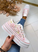 FLOWER LACE SNEAKER LS698 - PINK
