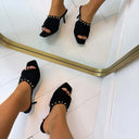 FRINGE SLIPPER MET HAK 826 BLACK