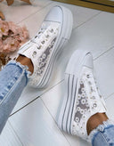 FLOWER LACE SNEAKER LS698 - WHITE