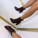 BOTTINE FAÇON CUIR À TALONS 6010-89 - VIN/PU