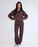UNIQUE THE LABEL IMANI WIDE LEG JOGGER CACAO