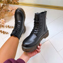 BOTTINES À TALONS FAÇON CUIR 6010-89 - NOIR/PU