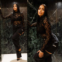 UNIQUE THE LABEL JUNE WIDE LEG JEANS WASHED BLACK